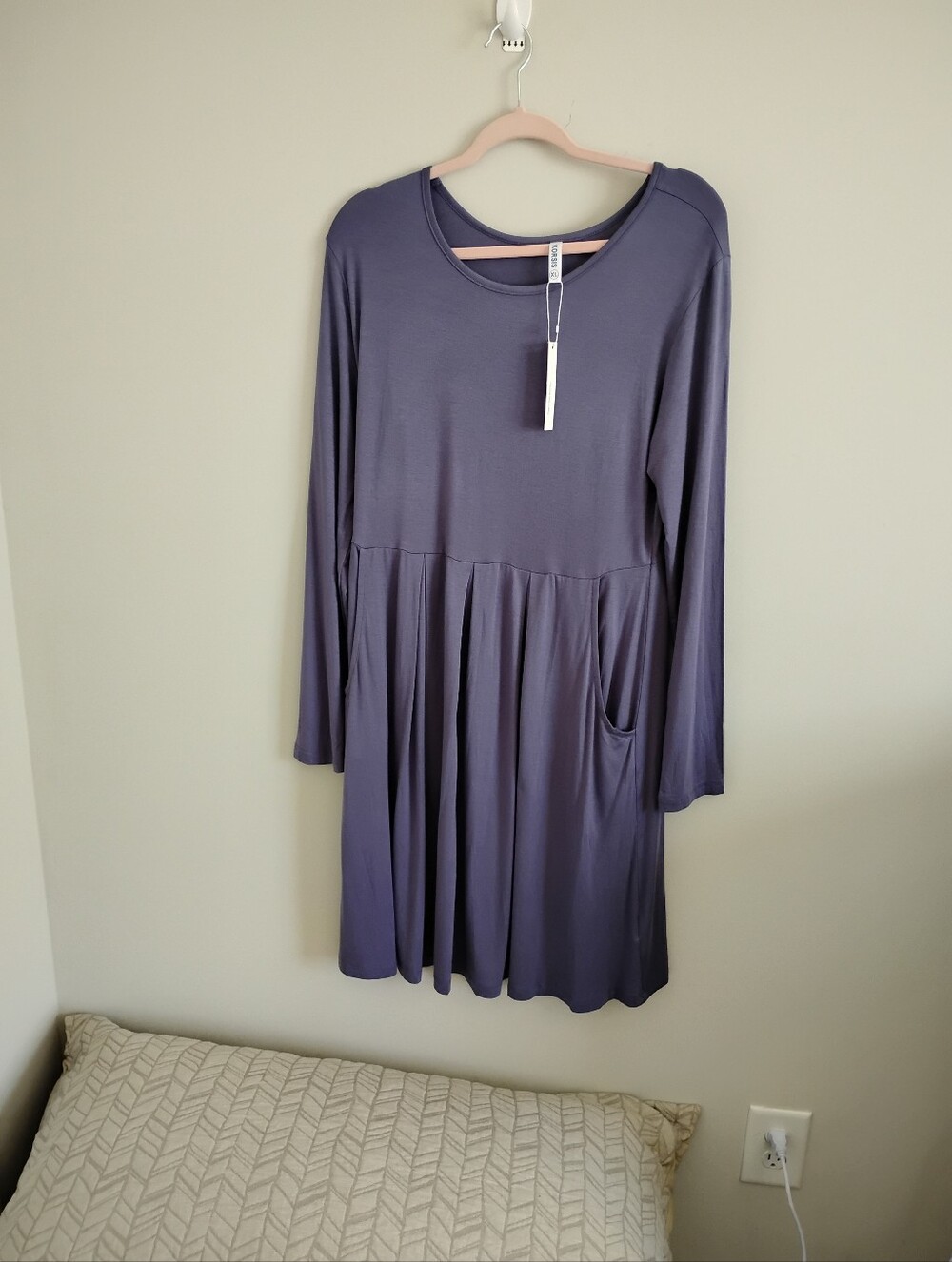 Korsis Women's Long Sleeve Purple Swing Dress